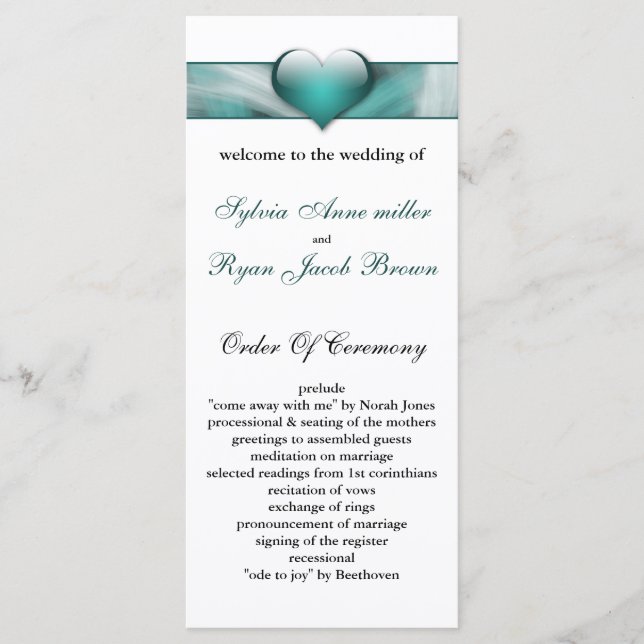 aqua Wedding program Programme (Front)