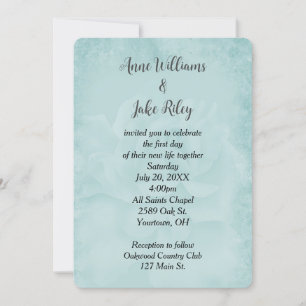 Aqua Wedding Rose Invitation