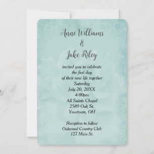 Aqua Wedding Rose Invitation