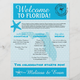 Aqua Wedding Starfish Welcome Letter for Florida