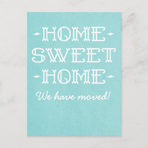 Aqua Whimsical Home Sweet Home Postcard
