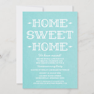 Aqua Whimsical Sweet Home Housewarming Party Invitation