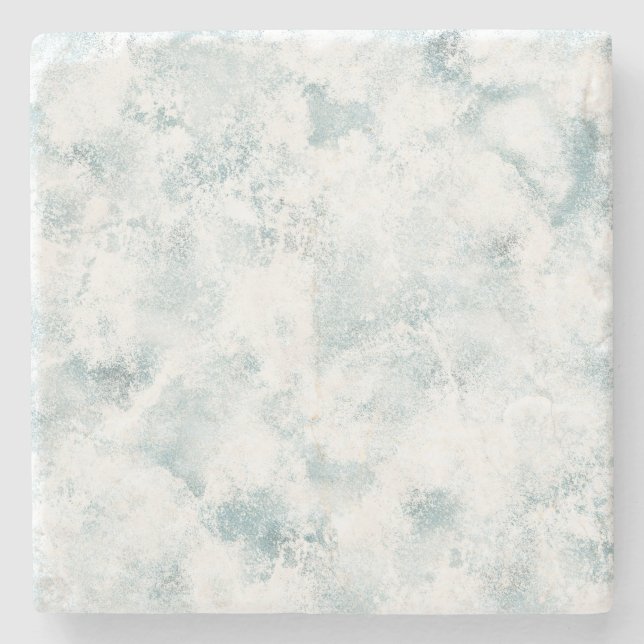 Aqua White Abstract Stone Coaster (Front)