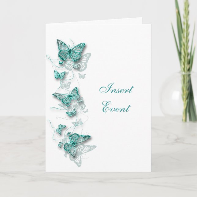 aqua white birthday engagement wedding CARD (Front)