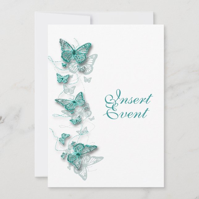 aqua white birthday engagement wedding invitation (Front)