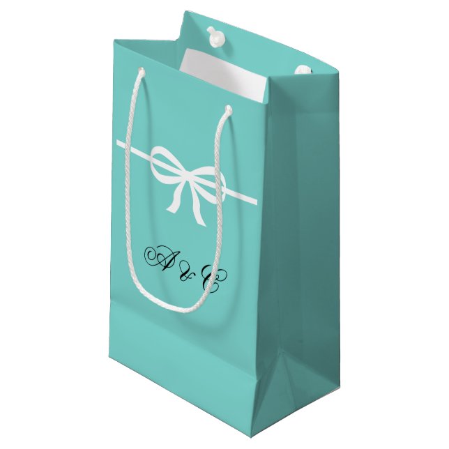 Aqua & White Bows Party Bags (Front Angled)