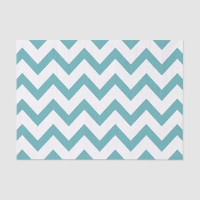 Aqua White Chevron Tissue Paper (Front)