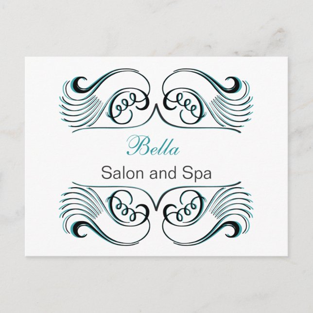 aqua  white Chic Business Thank You Cards (Front)