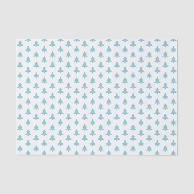 Aqua/White Christmas Tree Iconic Pattern Tissue Paper (Front)