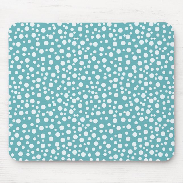 Aqua White Confetti Mouse Mat (Front)