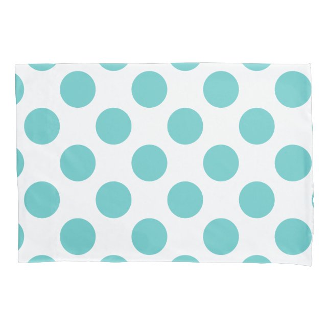 Aqua White Cute Polka Dots Pillowcase (Front)