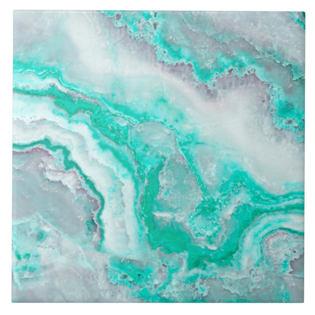 Aqua White Gemstone Agate Mineral Quartz Tile (Front)
