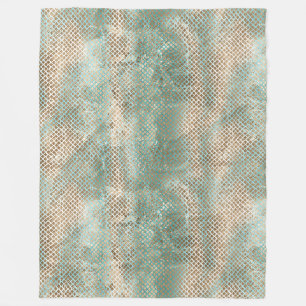 Aqua White Gold Snake Print Fleece Blanket