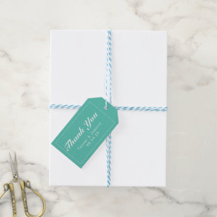 Aqua & White Modern Minimalist Thank You  Gift Tags