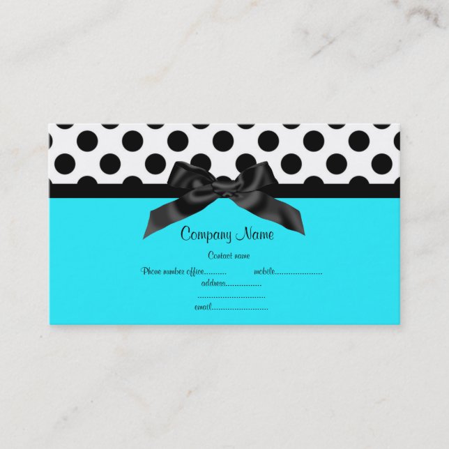 AQUA WHITE POLKA DOT BUSINESS CARD (Front)