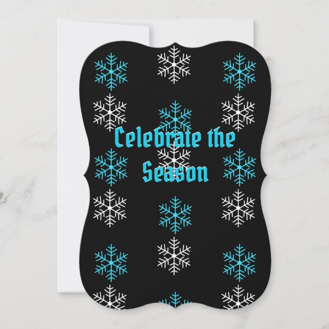Aqua/White Snowflake Flat Holiday Card (Front)
