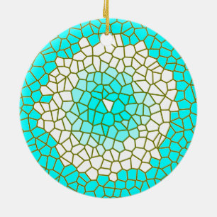 Aqua White Stained Glass Design> Pattern Ornaments