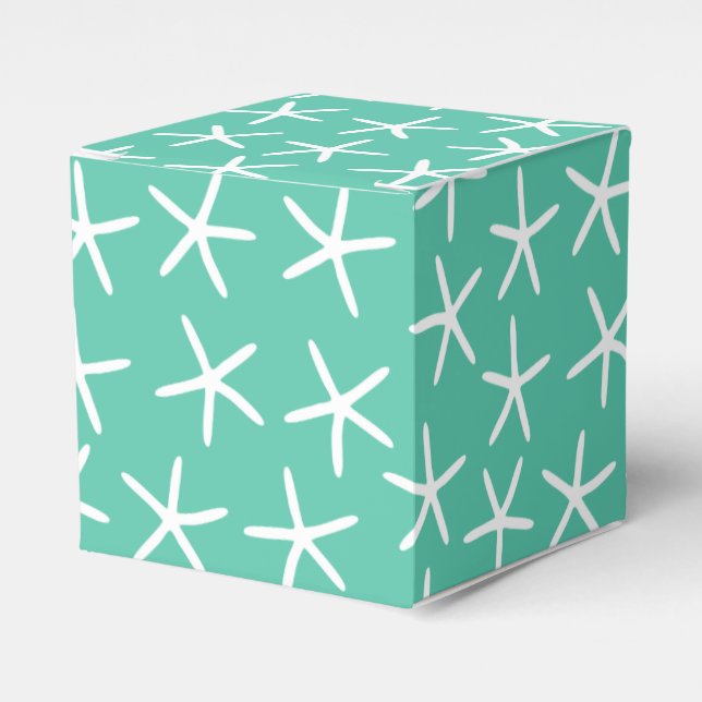 Aqua white starfish favour box (Front Side)