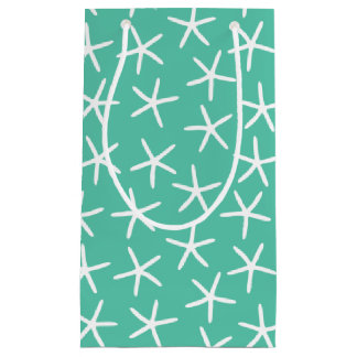 Aqua white starfish small gift bag