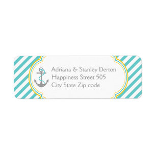 Aqua, white stripes & anchor nautical wedding