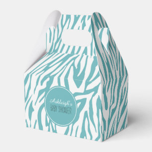 Aqua White Zebra Print Favour Box