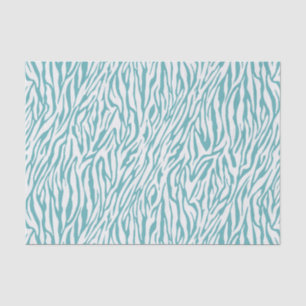 Aqua White Zebra Print Tissue Paper