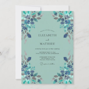 Aqua Wildflower Wedding Invitation