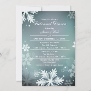 Aqua Winter Rehearsal Dinner invite