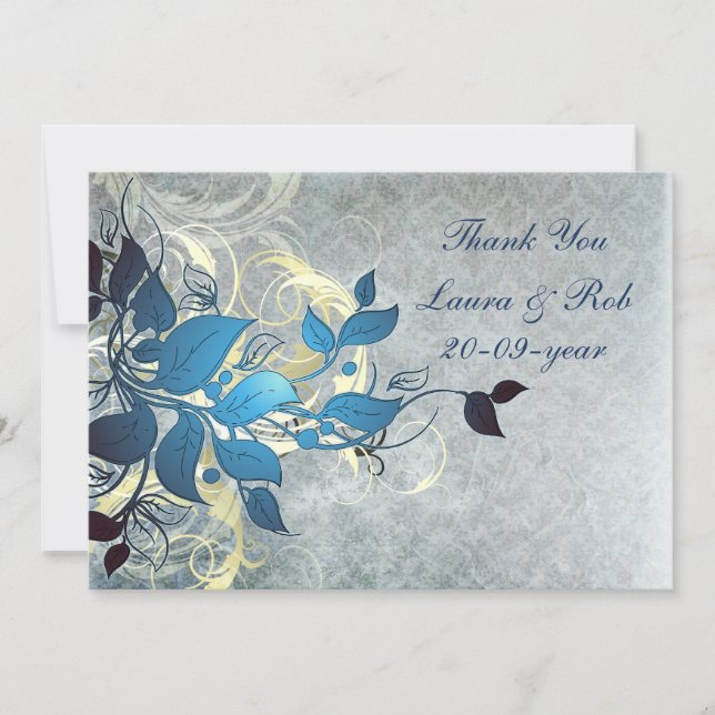 aqua winter wedding Thank You Invitation (Front)