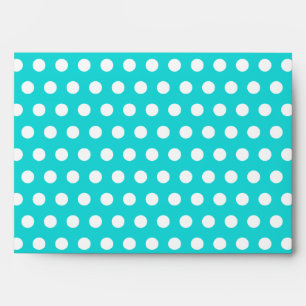 Aqua with White Polka Dots Envelopes