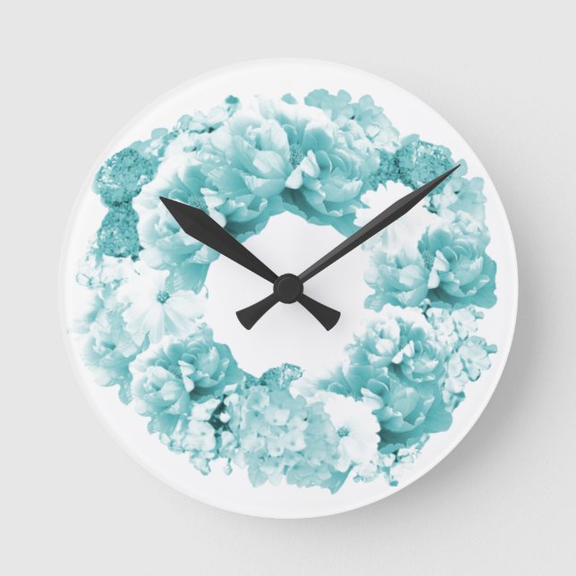 Aqua Wreath Flower Clock (Front)
