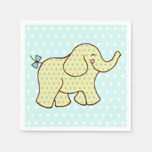 Aqua Yellow Elephant Napkins