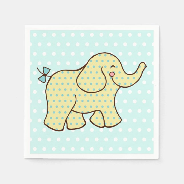 Aqua Yellow Elephant Napkins (Front)