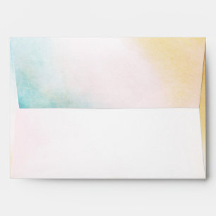 Aqua Yellow Gold Blush Tie Dye Ombre Envelope
