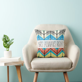 Aqua Yellow Grey Off White Arrow Herringbone Cushion