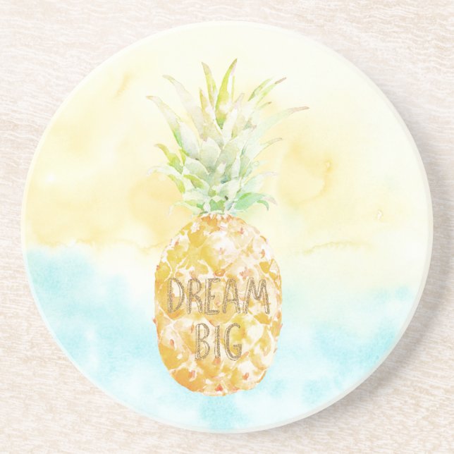 Aqua Yellow Pineapple Gold Dream     Coaster (Front)