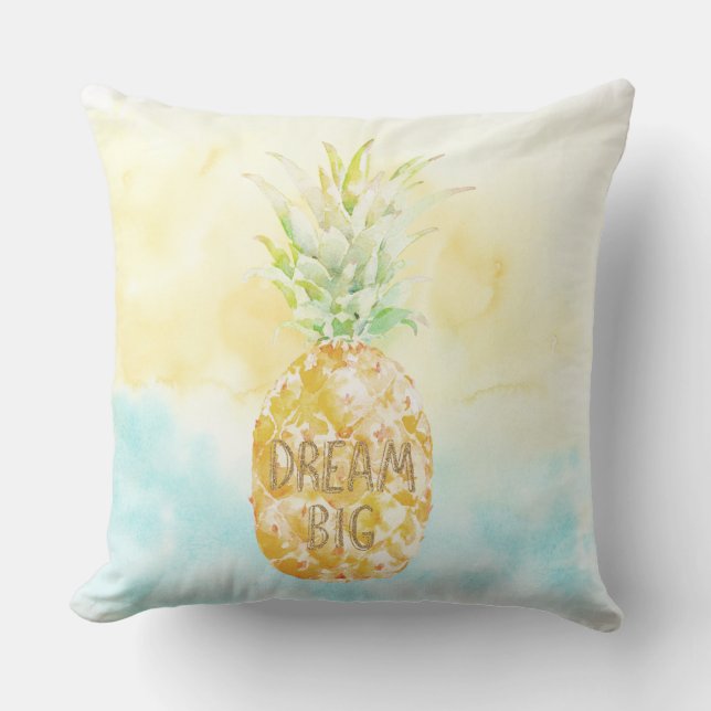 Aqua Yellow Pineapple Gold Dream Cushion (Front)
