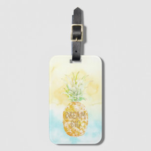 Aqua Yellow Pineapple Gold Dream Luggage Tag