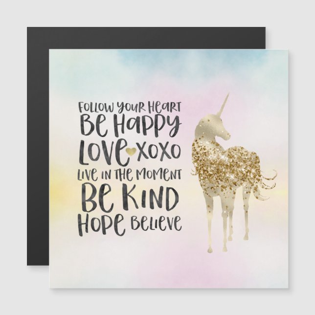 Aqua Yellow Pink Watercolor Inspirational Unicorn (Front/Back)