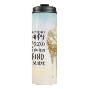 Aqua Yellow Pink Watercolor Inspirational Unicorn Thermal Tumbler