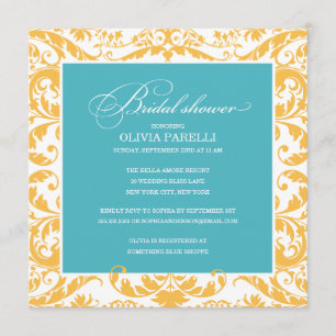 AQUA & YELLOW SHOWER   BRIDAL SHOWER INVITE