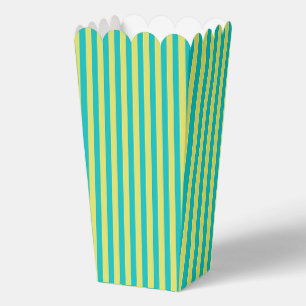 Aqua + Yellow Stripes Popcorn  Favour Box