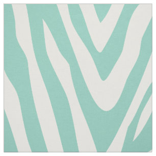 Aqua Zebra Print Large Scale Fabric