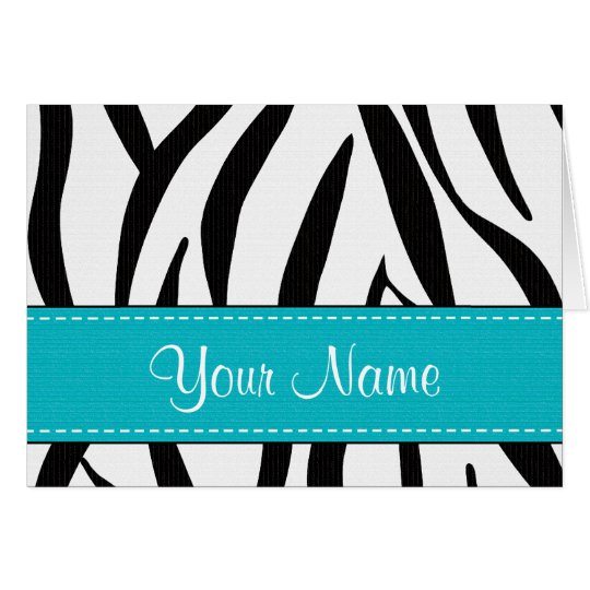 Aqua Zebra Print Note Cards Personalised