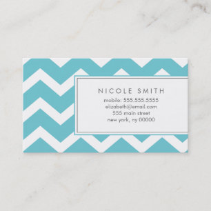 Aqua Zig Zag Chevron Pattern Calling Cards