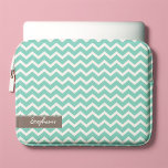 Aqua Zig Zag Chevrons Pattern Laptop Sleeve<br><div class="desc">Personalise this stylish laptop sleeve with your name,  initials,  monogram,  a especial date or any text of your choice.
 Visit our store for more pattern and colour choices as well as matching products such as ipad sleeves,  iphone and android covers and more!</div>