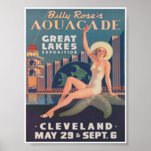 Aquacade, Great Lakes, Vintage Advertisement Poster