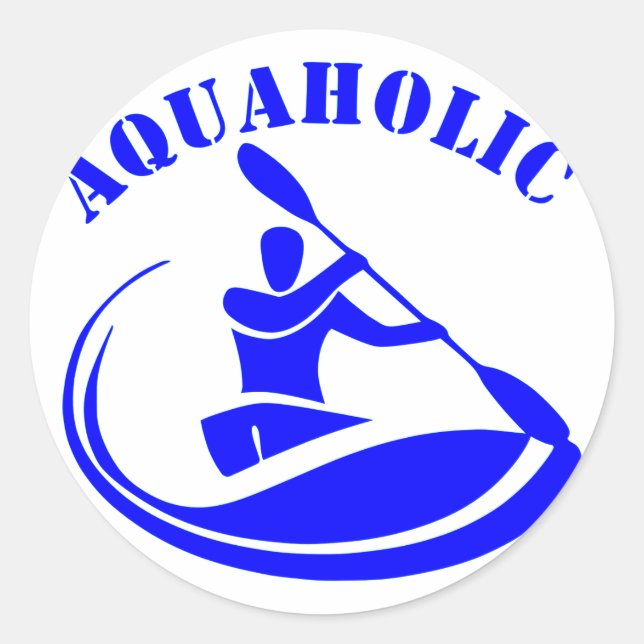 Aquaholic Kayak Guy Classic Round Sticker (Front)