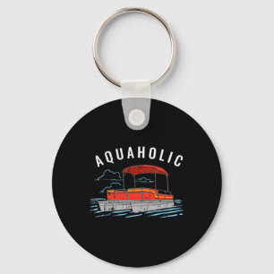 Aquaholic Pun - Funny Lake Lover Pontoon Boating M Key Ring