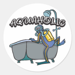 Aquaholic SCUBA Classic Round Sticker